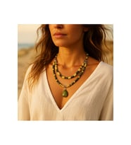 Peridot Jasper Stres Kalkanı Denge Kolyesi (Çok Renkli)