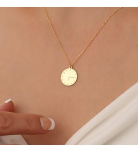 Kişiye Özel 925 Ayar Gümüş Minimal Saat Model Kolye (Gold)