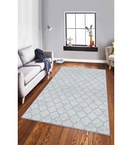 Mavi Fas Desen Kaymaz Tabanlı Makinede Yıkanabilir Halı FS04 - 100 x 160 cm