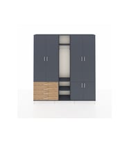 Arges Dolap 14 Raflı 4 Çekmeceli Tek Askılı 220x30x243 Antrasit-Antrasit/Çam