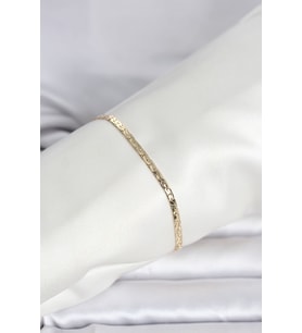 CM 14K Gold Renk Yassı Ezme Zincir Model Kadın Bileklik