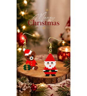 Miyuki Boncuk El Yapımı Sevimli Ayıcık Ve Noel Baba Küpe Yılbaşı Christmas Noel
