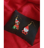 Miyuki Boncuk El Yapımı Sevimli Ayıcık Ve Noel Baba Küpe Yılbaşı Christmas Noel