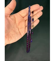 ERKAN ÇUBUKÇU USTA İŞİ ATEŞ KEHRİBAR TESBİH KESME KESİM LACİVERT RENK 10MMX6,5MM T-789 (Çok Renkli)