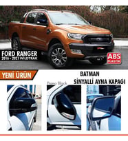 Ford Ranger T6 2016-2021 Sinyalli Batman Yarasa Ayna Kapağı Piano Black ABS Plastik