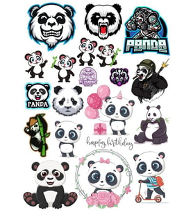 Panda Sticker Set-14 17 Parça Telefon, Tablet, Defter, Laptop Sticker
