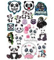 Panda Sticker Set-14 17 Parça Telefon, Tablet, Defter, Laptop Sticker