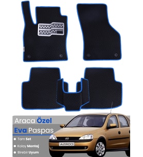 OPEL CORSA C (2000-2006) Uyumlu EVA Paspas Tam Set–Araca Özel,Kolay Montaj,Oto Paspas