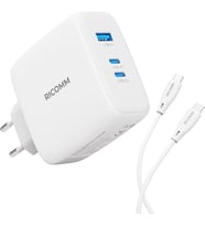 GaN 3 Portlu USB-C + USB-A Şarj Aleti QC5.0 PD iPhone, iPad, Samsung, Xiaomi, Notebook, Macbook Uyumlu Hızlı Şarj Cihazı + 100W Type-C Şarj Kablosu 2 Metre