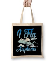 I Fly Airplanes Pilot Plane Piloting License Bez Çanta Uzun Saplı