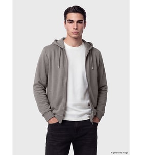 LCWAIKIKI Classic Gri Kapüşonlu Erkek Fermuarlı Sweatshirt