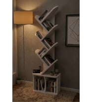 Kitaplık Modern Dekoratif Kitap Rafı Çok Katlı Kitap Standı Ofis Organizer Yaprak 7062 Traverten