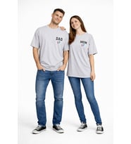 Anne Baba Kombini Mom Dad Baskılı Çift Tişört Oversize Unisex 2’li Set (Antrasit)