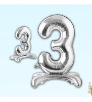 3 Rakam Ayaklı Folyo Balon, 65 cm - Gümüş