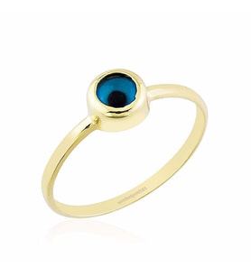 Göz Altın Yüzük 14K Gold (Çok Renkli)