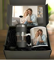 Kişiye Özel Kişiselleştirilmiş Fotoğraflı Kupa ve French Press Kahve Seti - Sevgiliye Hediye / Yıl Dönümü Hediyesi Doğum Günü Set