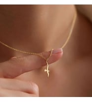 Kişiye Özel 925 Ayar Gümüş Minimalist Kuş Figürlü Kolye (Gold)