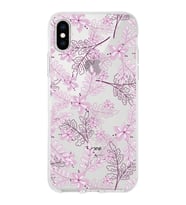 Apple iPhone X Uyumlu Kapak Floral Pudra Tasarımlı Şeffaf Silikon Kılıf