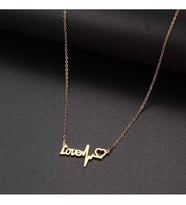 Love Yazılı Kalpli 925 Ayar  Gümüş Kolye