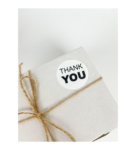 Thank You Siyah Yazılı 5 Cm Yuvarlak Yapışkanlı Etiket 100 Adet