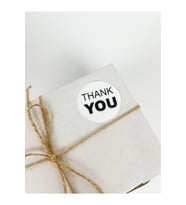 Thank You Siyah Yazılı 5 Cm Yuvarlak Yapışkanlı Etiket 100 Adet