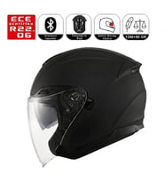OF669 Mat Black Motosiklet Kaskı Güneş Vizörlü Yarım Açık Motorcu Kask