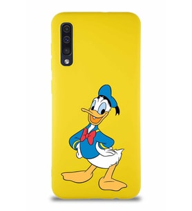 Samsung Galaxy A50S Soft Premier Kapak Donald Duck-C Tasarımlı Silikon Kılıf - Sarı (Şeffaf)