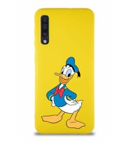 Samsung Galaxy A50S Soft Premier Kapak Donald Duck-C Tasarımlı Silikon Kılıf - Sarı (Şeffaf)