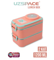 Uzspace 1200 ML İki Kat Dört Bölme Paslanmaz Çelik Lunch Box Yeni Nesil Sefer Tası-Sos Kaseli Model-FFLBOX8023
