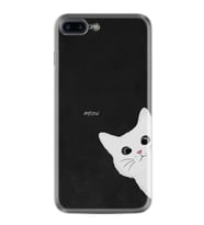 Apple iPhone 7 Plus 8 Plus Kılıf Resimli Desenli Silikon Platinium Series Çılgın Kedi 1895