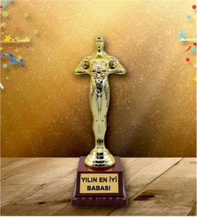 Yılın En İyi Babası Eşe Sevgiliye Babaya Hediye Yılın En İyi Babası Oscarı Ödülü Hediye Büyük Boy (Sarı)