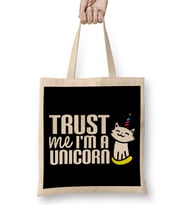 Cute Trust Me I'm A Unicorn Cat Kitty Unicorn Bez Çanta Uzun Saplı