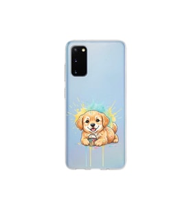 Samsung Galaxy S20 ile Uyumlu Splash Köpek Tasarımlı Şeffaf Silikon Kılıf