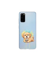 Samsung Galaxy S20 ile Uyumlu Splash Köpek Tasarımlı Şeffaf Silikon Kılıf