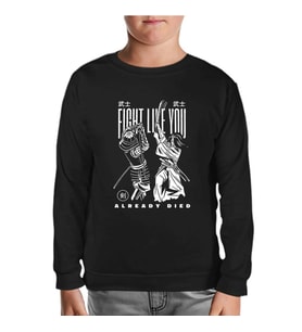 Dragon with Moon and Flowers Siyah Çocuk Sweatshirt