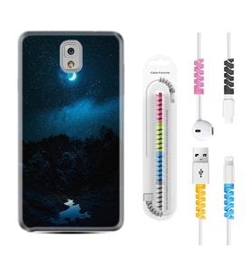 Samsung Note 3 4 5 8 9 20 Ultra 10 Lite Kılıf Kablo Koruma Spiral Silikon Gece 1633