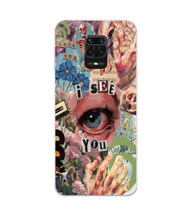 Redmi Note 9 Pro/Note 9S Uyumlu Aesthetic Kolaj Desenli Şeffaf Telefon Kılıfı