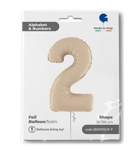 2 Rakam Satin Cream Folyo Balon 26"