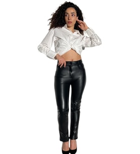 Jean Model Cepli Siyah Hakiki Deri Pantolon Aster İle Şıklığı Yakalayın 
