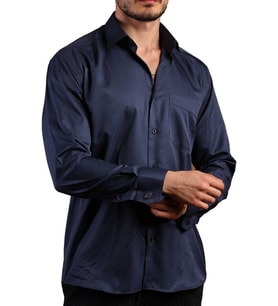 Lacivert Rahat Kesim Micro Kumaş Kol Düğmeli Regular Fit Erkek Gömlek - 190-12
