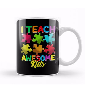 Cute I Teach Awesome Kids Teacher Autism Awareness Kupa Bardak Porselen