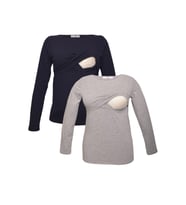 LuvmaBelly MYRA2702_2704 Emzirme tshirt seti (Lacivert-Gri)