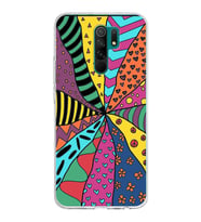 PrintiFy Xiaomi Redmi 9 ile Uyumlu 1mm Slim Fit Retro Renkler 4 Baskılı Şeffaf  Kılıf