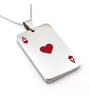 Kupa As İskambil Poker Paslanmaz Parlak Çelik Erkek Zincir Kolye Q0960
