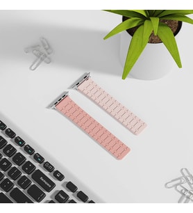 Apple Watch 7 41mm Uyumlu Zore KRD-111 Çizgili Desenli Silikon Kordon (Açık Yeşil)
