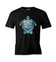 Blue Sea Turtle with Special Knots Siyah Erkek Tshirt