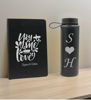 BK Gift Sevgiliye Özel İsimli Siyah Defter ve Cam Matara Hediye Seti-10, Sevgiliye Hediye, Sevgililer Günü, Yeni İş Hediyesi