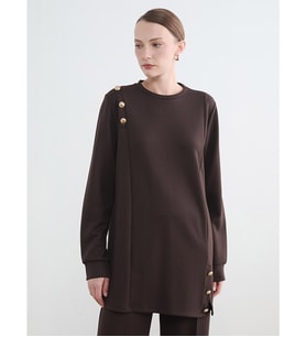 LCW EVERYDAY Kahverengi Soft Touch Kadın Sweatshirt Tunik