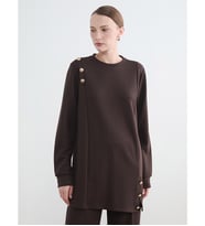 LCW EVERYDAY Kahverengi Soft Touch Kadın Sweatshirt Tunik