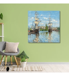 Kare Kanvas Tablo Ünlü Eserler Monet Seine Nehri Üzerinde ki Gemiler